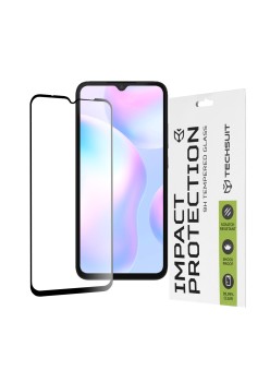 Folie pentru Xiaomi Redmi 9 / Redmi 9A / Redmi 9AT / Redmi 9C / Redmi 9C NFC / Redmi 10A - Techsuit 111D Full Cover / Full Glue Glass - Black