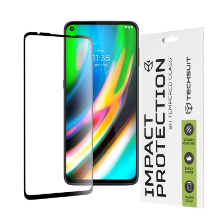 Folie pentru Motorola Moto G9 Plus - Techsuit 111D Full Cover / Full Glue Glass - Black