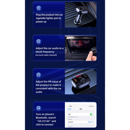 Incarcator Auto cu Modulator FM 2xUSB, Type-C 50W - USAMS C25 (US-CC143) - Black