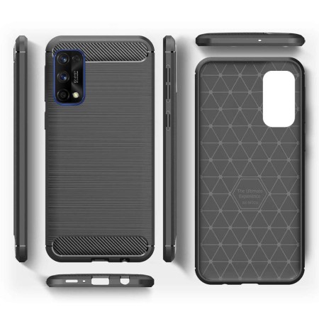 Husa pentru Realme 7 Pro - Techsuit Carbon Silicone - Black