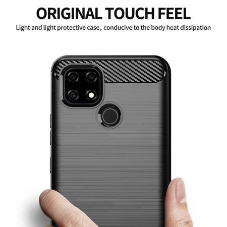 Husa pentru Realme C21 - Techsuit Carbon Silicone - Black