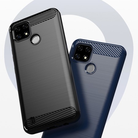 Husa pentru Realme C21 - Techsuit Carbon Silicone - Black