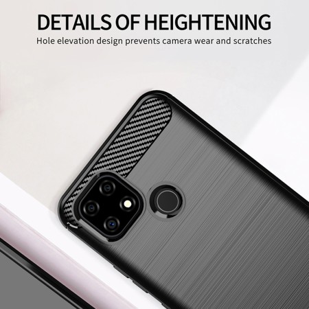 Husa pentru Realme C21 - Techsuit Carbon Silicone - Black