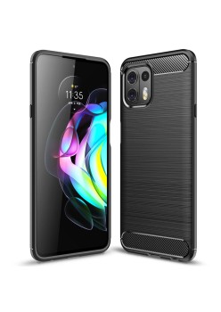 Husa pentru Motorola Edge 20 Lite - Techsuit Carbon Silicone - Black