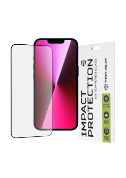 Folie pentru iPhone 13 / 13 Pro / 14 - Techsuit 111D Full Cover / Full Glue Glass - Black