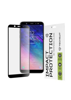 Folie pentru Samsung Galaxy A6 2018 - Techsuit 111D Full Cover / Full Glue Glass - Black