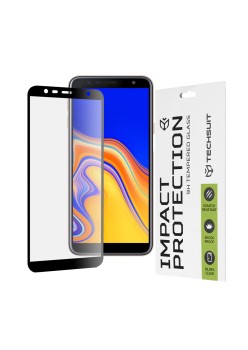 Folie pentru Samsung Galaxy J4 Plus / J6 Plus - Techsuit 111D Full Cover / Full Glue Glass - Black