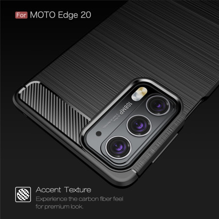 Husa Carbon compatibila Motorola Edge 20, Tech Protects, Negru