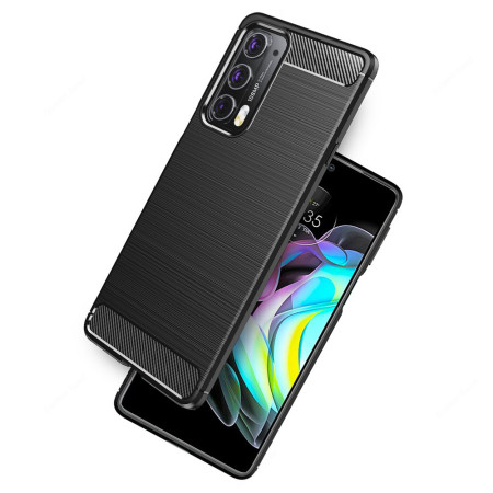 Husa Carbon compatibila Motorola Edge 20, Tech Protects, Negru
