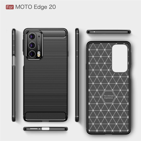 Husa Carbon compatibila Motorola Edge 20, Tech Protects, Negru