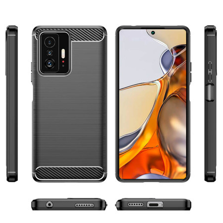 Husa Carbon compatibila Xiaomi 11T / 11T Pro, Tech Protects, Negru