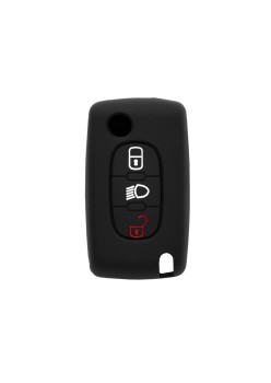 Husa pentru cheie Citroen C1, C2, C3, C4, C5/Peugeot - Techsuit Car Key Case (1021.01) - Black