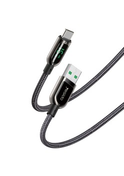 Cablu de Date USB la Type-C, 66W, 5A, Display Digital, 1.2m - Yesido (CA85) - Black