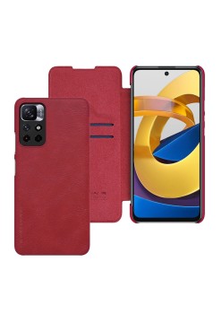 Husa pentru Xiaomi Poco M4 Pro 5G - Nillkin QIN Leather Case - Red