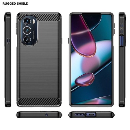 Husa pentru Motorola Edge X30 - Techsuit Carbon Silicone - Black