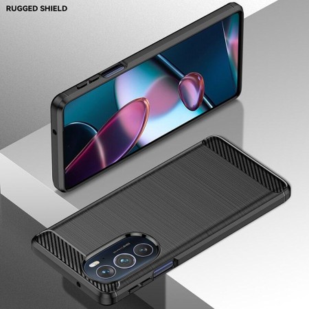 Husa pentru Motorola Edge X30 - Techsuit Carbon Silicone - Black