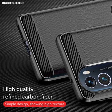 Husa pentru Motorola Edge X30 - Techsuit Carbon Silicone - Black