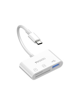 Cititor de Carduri SD, TF + Adaptor Type-C - Yesido (GS16) - White