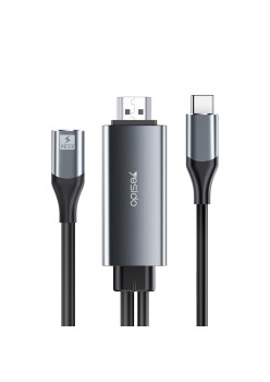Cablu Video Adaptor Type-C la HDMI, Type-C, 4K 60Hz, 1.8m - Yesido (HM01) - Black
