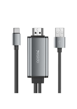 Cablu Video Type-C la HDMI, USB 4Kat30Hz 1.8m - Yesido (HM02) - Black