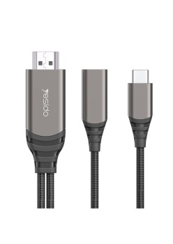 Cablu Video Adaptor Type-C la HDMI, Type-C 4K 60Hz, 2m - Yesido (HM07) - Black