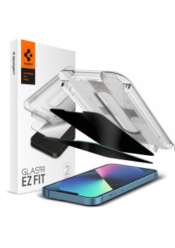Folie pentru iPhone 13 Pro Max / 14 Plus (set 2) - Spigen Glas.tR EZ FIT Privacy - Clear