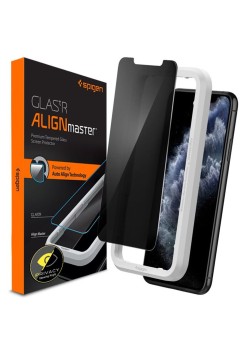 Folie pentru iPhone 11 / XR - Spigen Glas.tR Align Master Privacy - Black