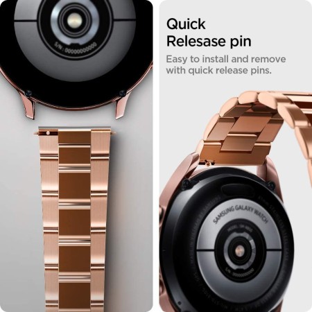 Curea pentru Samsung Galaxy Watch 4/5/Active 2, Huawei Watch GT 3 (42mm)/GT 3 Pro (43mm) - Spigen Modern Fit 20mm - Rose Gold