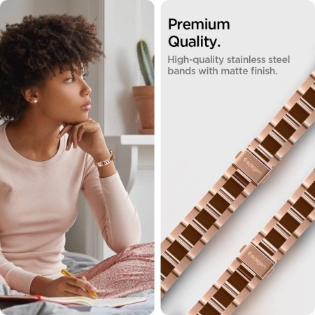 Curea pentru Samsung Galaxy Watch 4/5/Active 2, Huawei Watch GT 3 (42mm)/GT 3 Pro (43mm) - Spigen Modern Fit 20mm - Rose Gold
