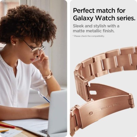Curea pentru Samsung Galaxy Watch 4/5/Active 2, Huawei Watch GT 3 (42mm)/GT 3 Pro (43mm) - Spigen Modern Fit 20mm - Rose Gold