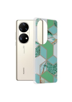 Husa pentru Huawei P50 Pro - Techsuit Marble Series - Green Hex