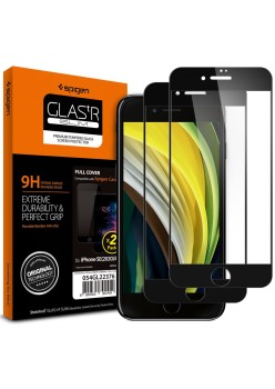 Folie pentru iPhone 7 / 8 / SE 2020 / SE 2022 (set 2) - Spigen Glas.tR Slim - Black