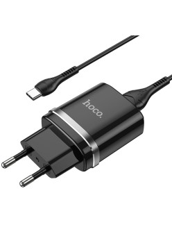 Incarcator Priza USB-A, 10W, 2.4A + Cablu Type-C - Hoco Ardent (N1) - Black