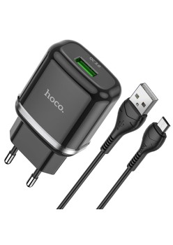 Incarcator Priza USB-A, 18W, 3A + Cablu Micro-USB 1m - Hoco Special (N3) - Black