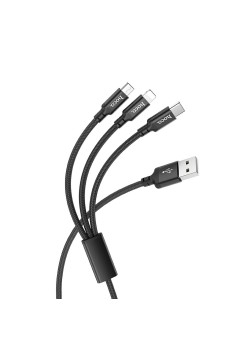 Cablu de Date USB-A la Type-C, Micro-USB, Lightning 2A, 1m - Hoco Times (X14) - Black
