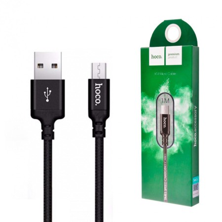Cablu de Date USB-A la Micro-USB 2.4A, 1m - Hoco Double (X14) - Black