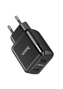 Incarcator Priza 2xUSB-A, Q.C 3.0, 18W, 3.0A - Hoco Charmer (N6) - Black