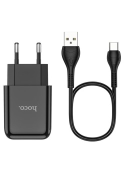Incarcator USB-A, 10W, 2.1A + Cablu Type-C - Hoco Vigour (N2) - Black