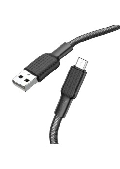 Cablu de Date USB la Micro-USB 12W, 2.4A, 1m - Hoco Jaeger (X69) - Black / White