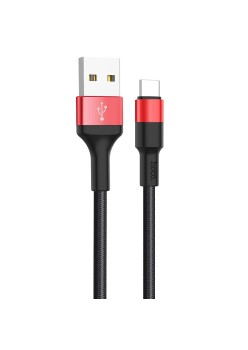 Cablu de Date USB-A la Type-C 10W, 2A, 1m - Hoco Xpress charge (X26) - Black / Red