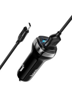 Incarcator Auto 2xUSB, 12W, 2.4A + Cablu Type-C 1m - Hoco (Z40 Superior) - Black