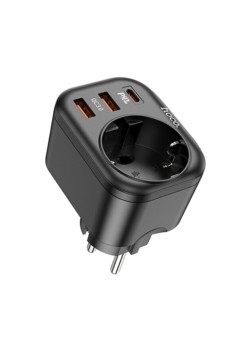 Incarcator Priza, Adaptor Shuko 2xUSB-A, Type-C, QC 3.0, 3A, PD 20W - Hoco (NS3) - Black