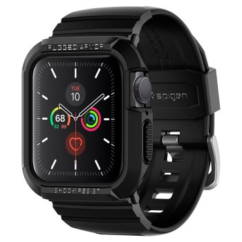 Husa pentru Apple Watch 4/5/6/7/8/9/SE/SE 2 (40/41mm) + Curea - Spigen Rugged Armor Pro - Black