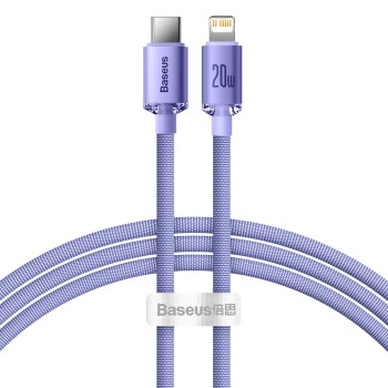 Cablu de Date Type-C la Lightning 20W, 1.2m - Baseus Crystal Shine (CAJY000205) - Purple