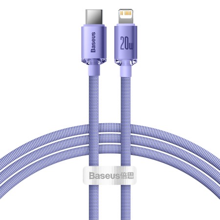 Cablu de Date Type-C la Lightning 20W, 1.2m - Baseus Crystal Shine (CAJY000205) - Purple
