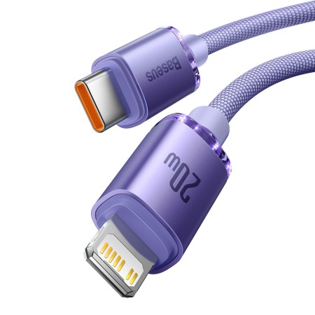 Cablu de Date Type-C la Lightning 20W, 1.2m - Baseus Crystal Shine (CAJY000205) - Purple