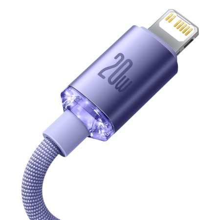 Cablu de Date Type-C la Lightning 20W, 1.2m - Baseus Crystal Shine (CAJY000205) - Purple