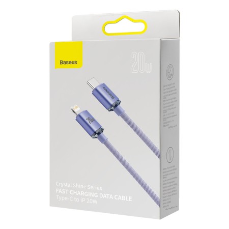 Cablu de Date Type-C la Lightning 20W, 1.2m - Baseus Crystal Shine (CAJY000205) - Purple