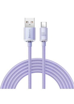 Cablu de Date USB la Type-C 100W, 2m - Baseus Crystal Shine (CAJY000505) - Purple