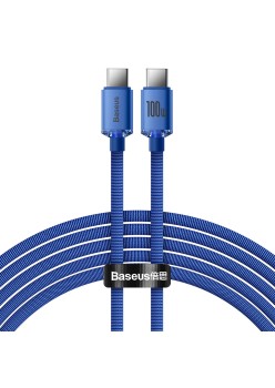 Cablu de Date Type-C la Type-C 100W, 2m - Baseus Crystal Shine (CAJY000703) - Blue